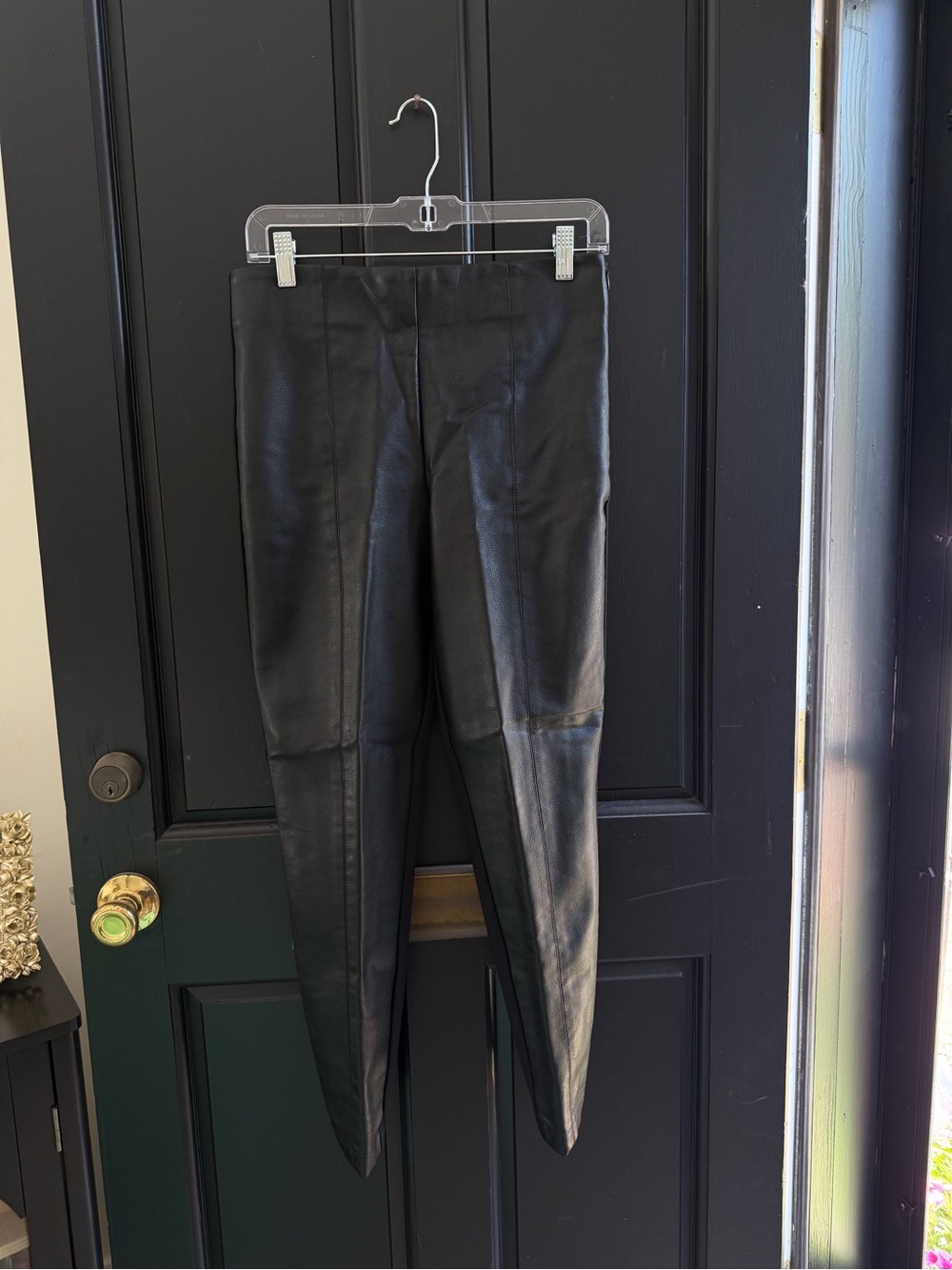 Ann Taylor Black Faux Leather Slim Leg Pants